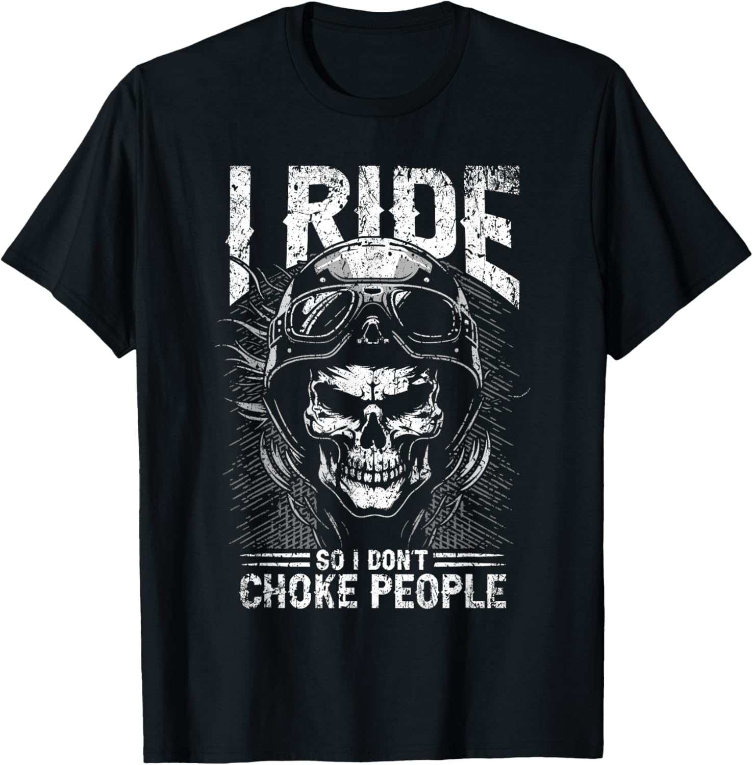 I Ride So I Don't Choke People - Vintage Motorcycle T-Shirt - T-Shirt | Black