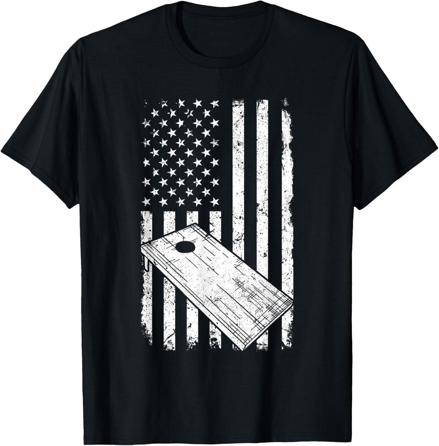 Cornhole American Flag Cornholer T-Shirt - T-Shirt | Black
