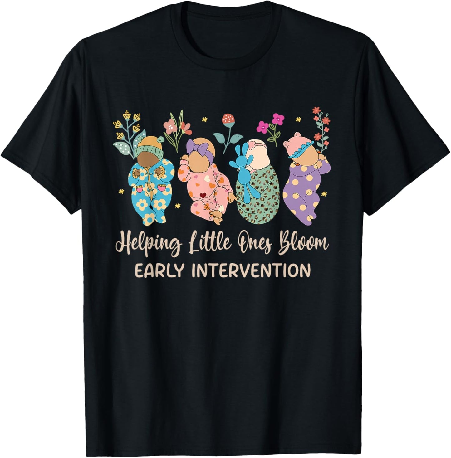 Helping Little Ones Bloom Babies Flower Early Intervention T-Shirt - T-Shirt | Black