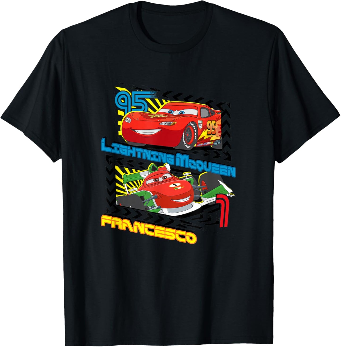Disney Pixar Cars 2 Lightning McQueen VS Francesco T-Shirt - T-Shirt | Black
