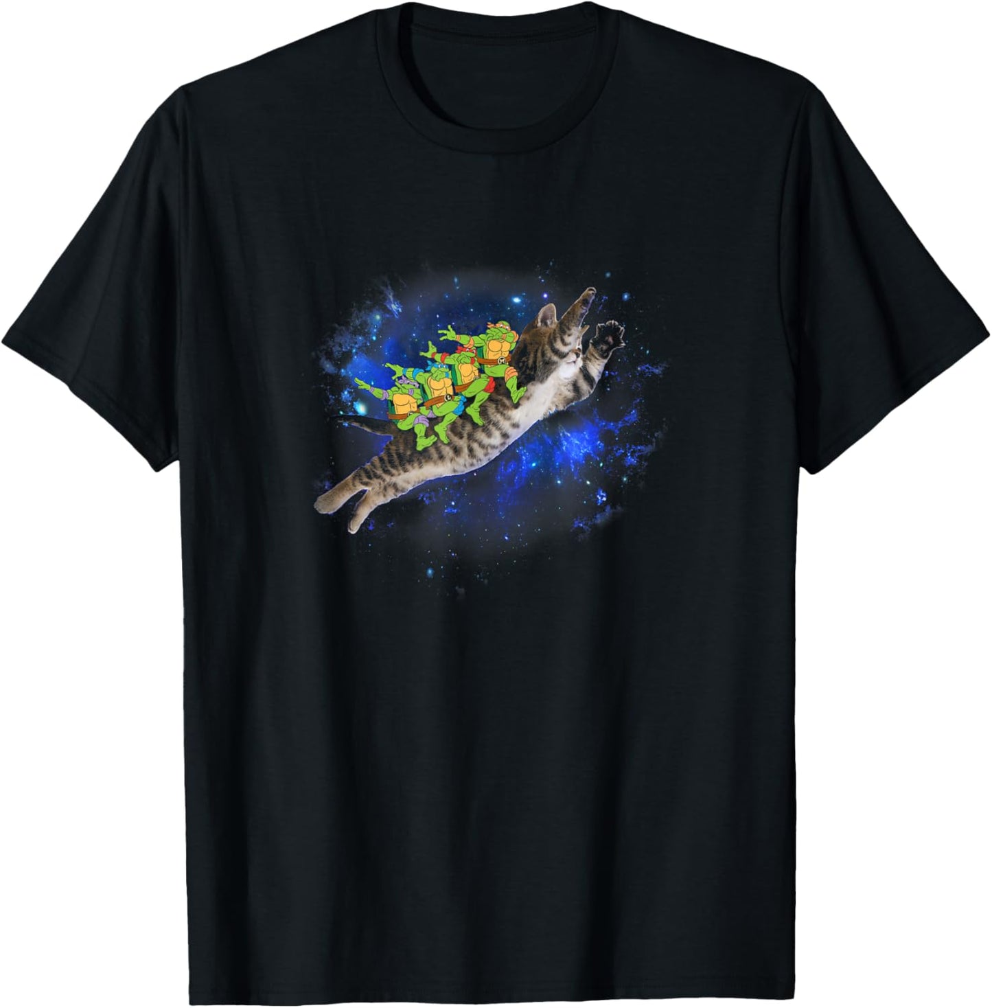 Teenage Mutant Ninja Turtles Power Dab Riding Cosmic Cat T-Shirt - T-Shirt | Black