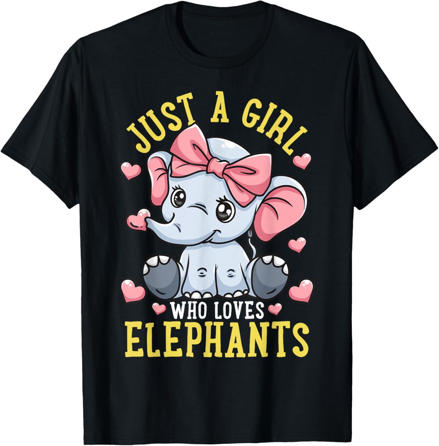 Elephant Lover Gift Just a Girl Who Loves Elephants T-Shirt - T-Shirt | Black