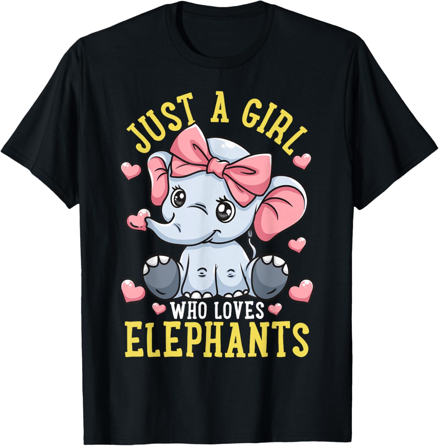 Elephant Lover Gift Just a Girl Who Loves Elephants T-Shirt - T-Shirt | Black
