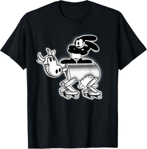 Oswald Rabbit in The Mechanical Cow x 1927 Cartoon T-Shirt - T-Shirt | Black