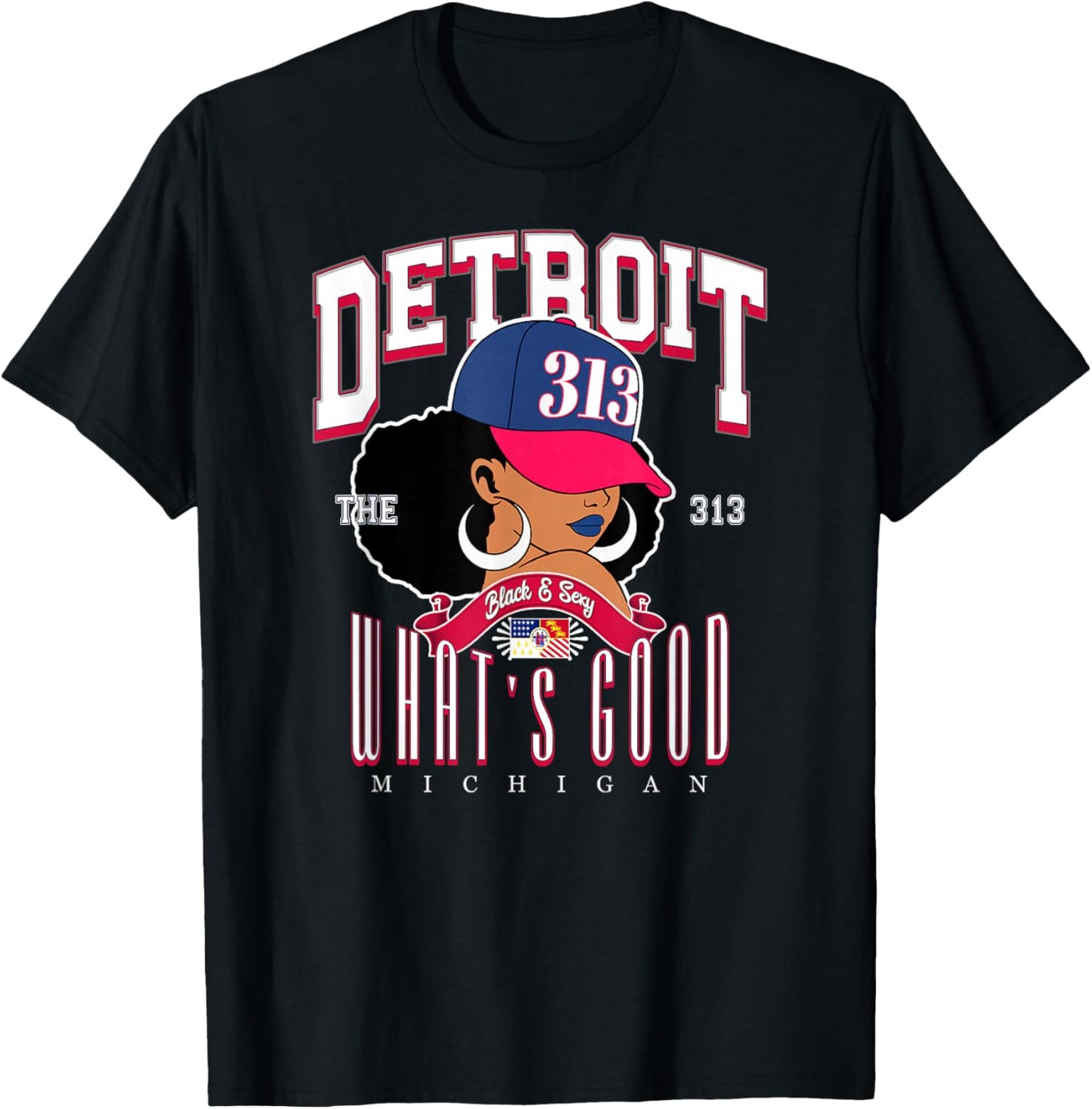 313 Detroit Area Code 'WHAT'S GOOD' Melanated Tribute T-Shirt - T-Shirt | Black