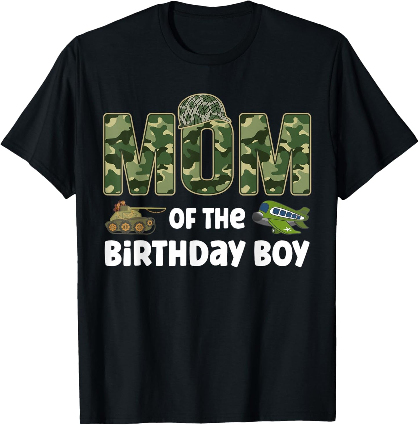 Mom of the Birthday Boy Army Camouflage Birthday Party T-Shirt - T-Shirt | Black