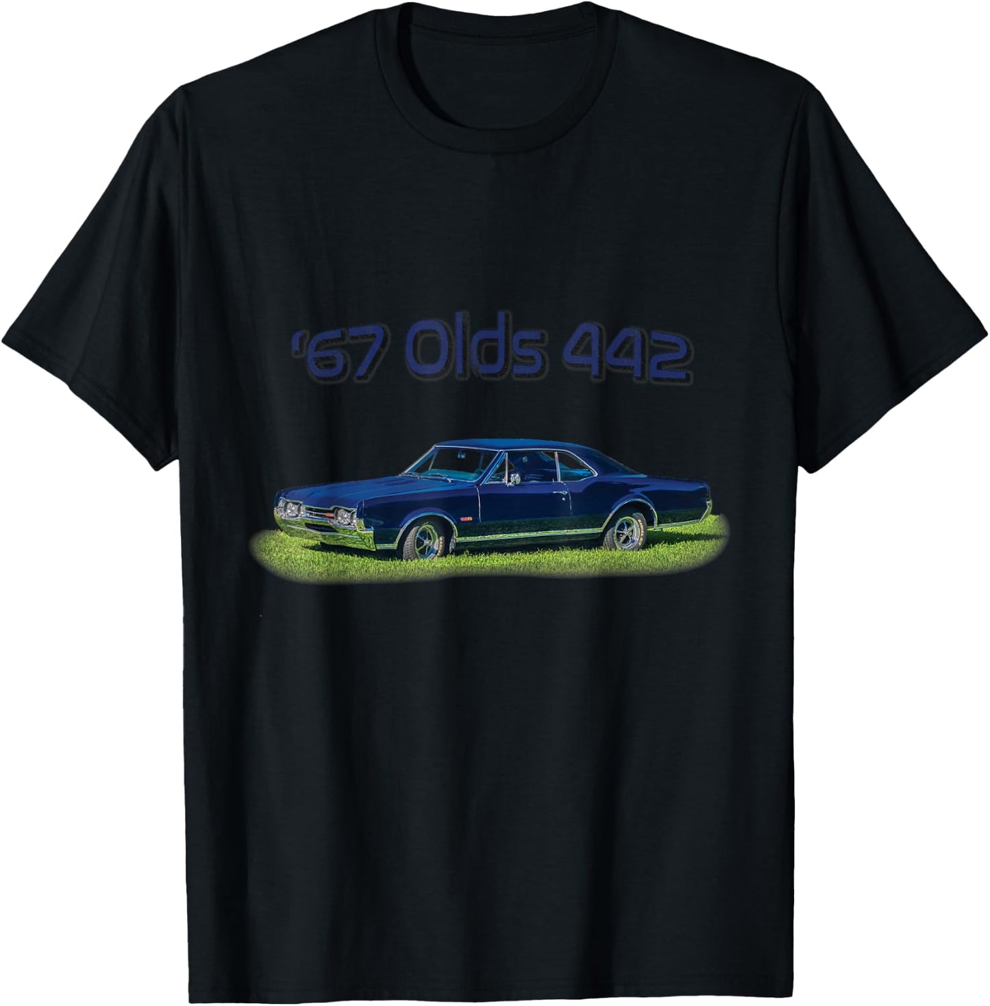 Blue '67 Olds 442 T-Shirt - T-Shirt | Black