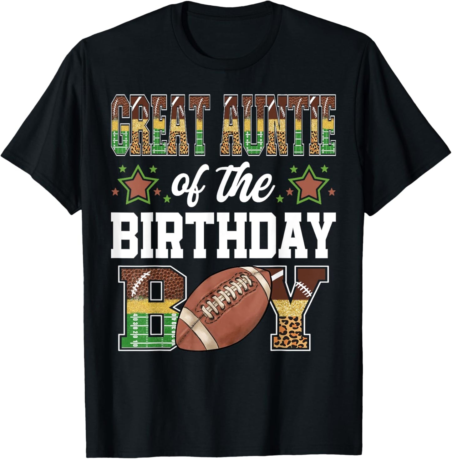 Great Auntie Of The Birthday Boy Football Player Matching T-Shirt - T-Shirt | Black