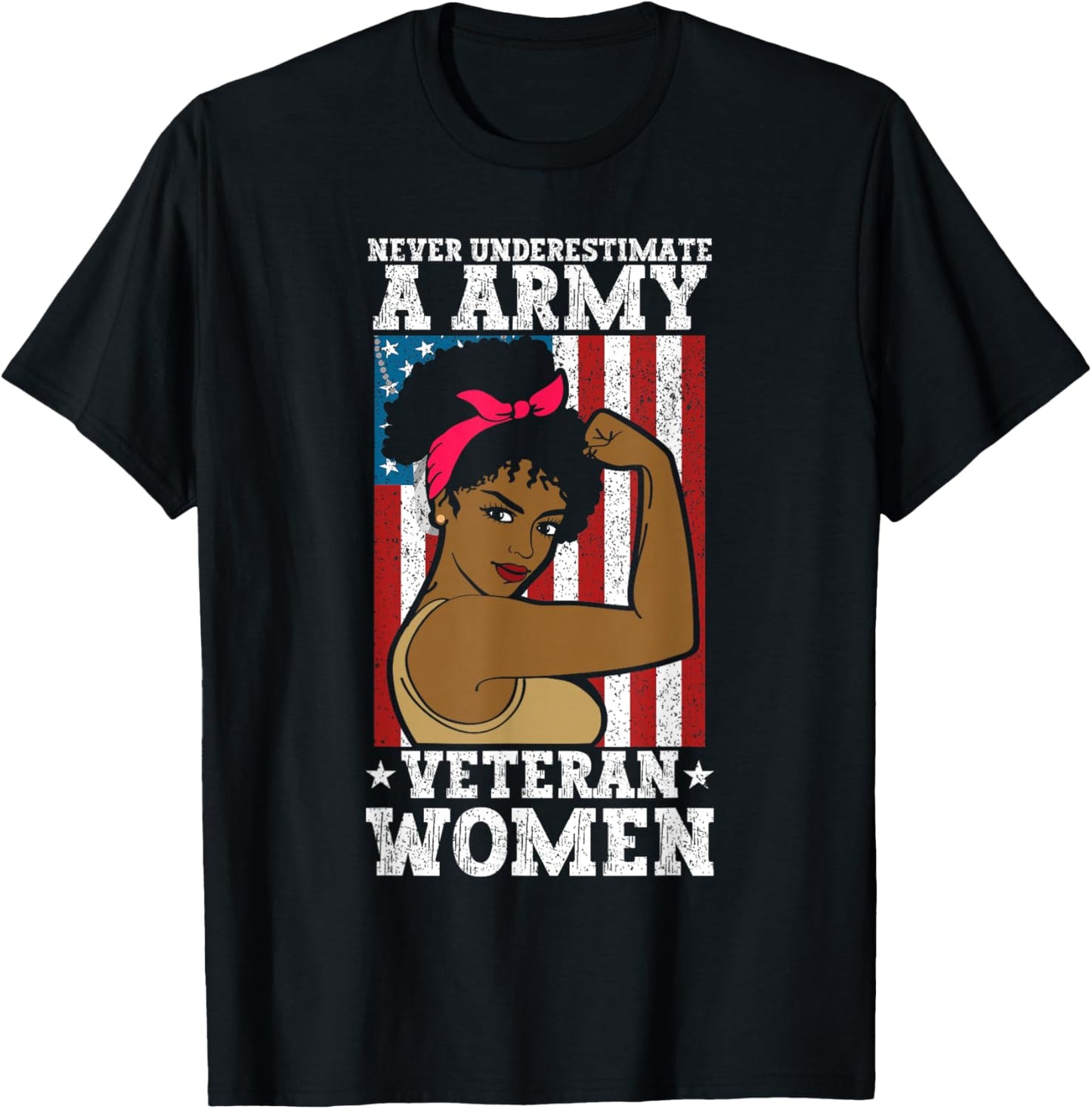 African American Army Veteran Female Afro Melanin Girl T-Shirt - T-Shirt | Black