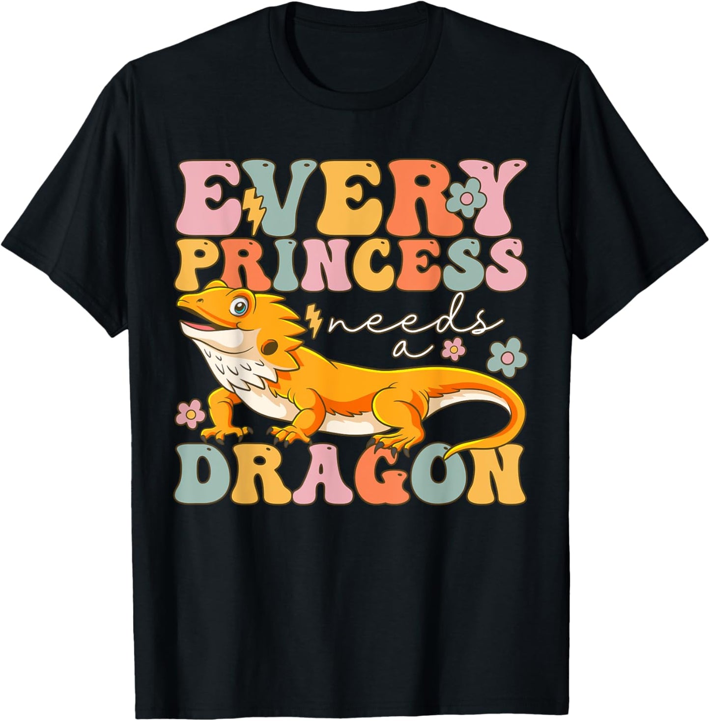 Every Princess Needs A Dragon Groovy Bearded Dragon Girl T-Shirt - T-Shirt | Black