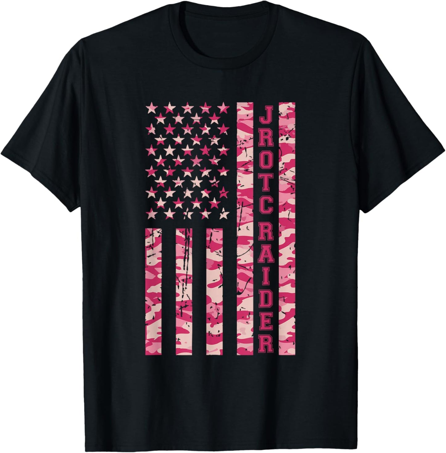 JROTC Raider Competition Fitness Cadet Pink Camo USA Flag T-Shirt - T-Shirt | Black