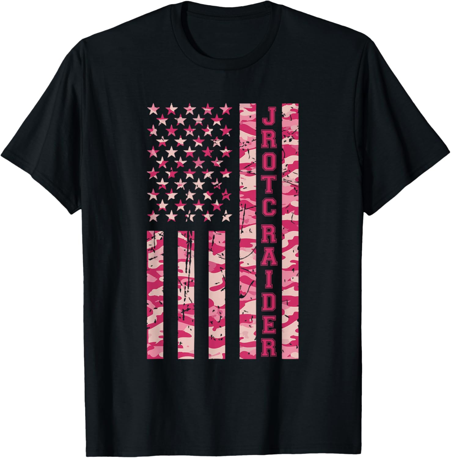JROTC Raider Competition Fitness Cadet Pink Camo USA Flag T-Shirt - T-Shirt | Black