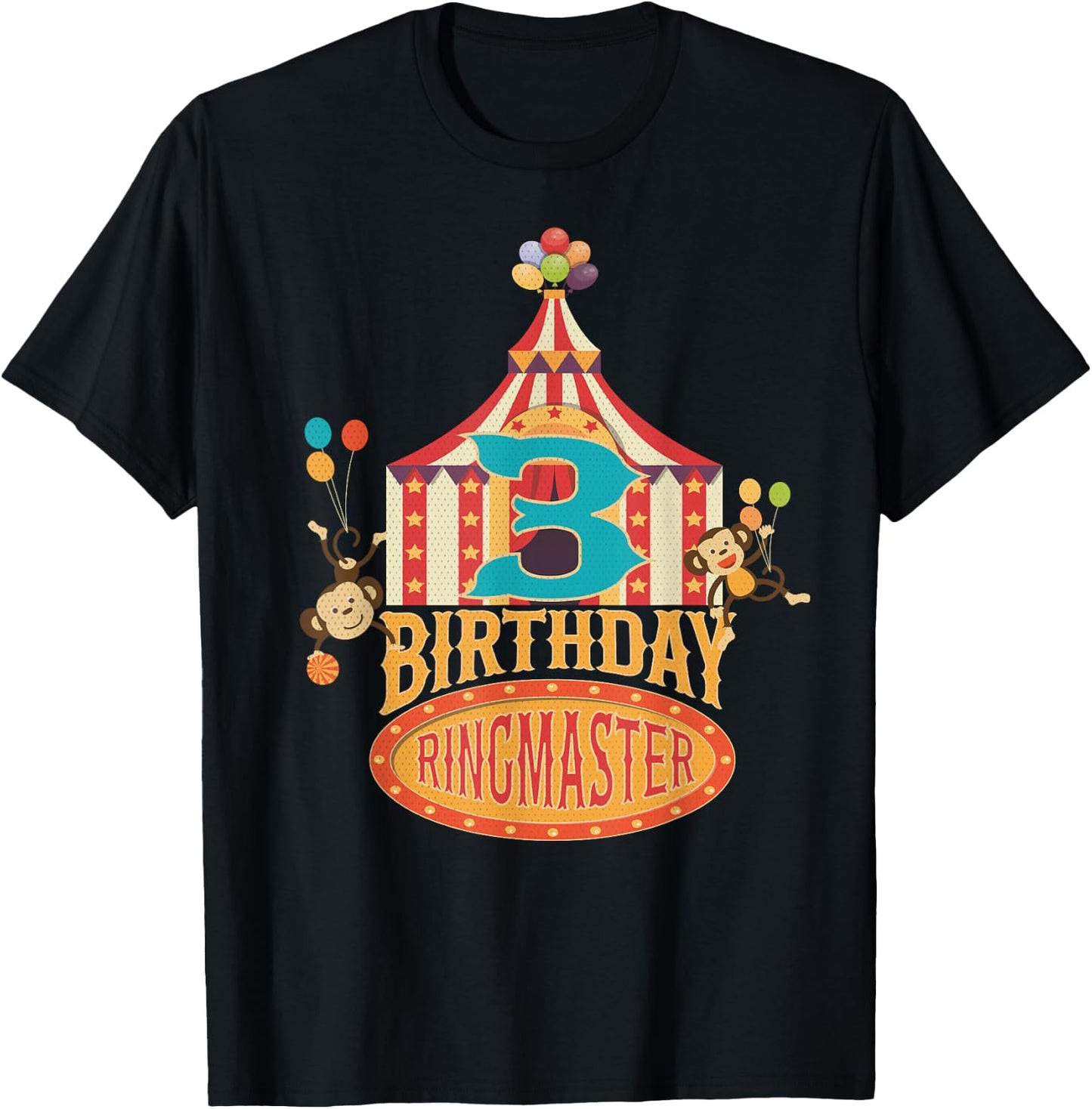 3rd Birthday Ringmaster Kids Circus Lover B-day Party T-Shirt - T-Shirt | Black