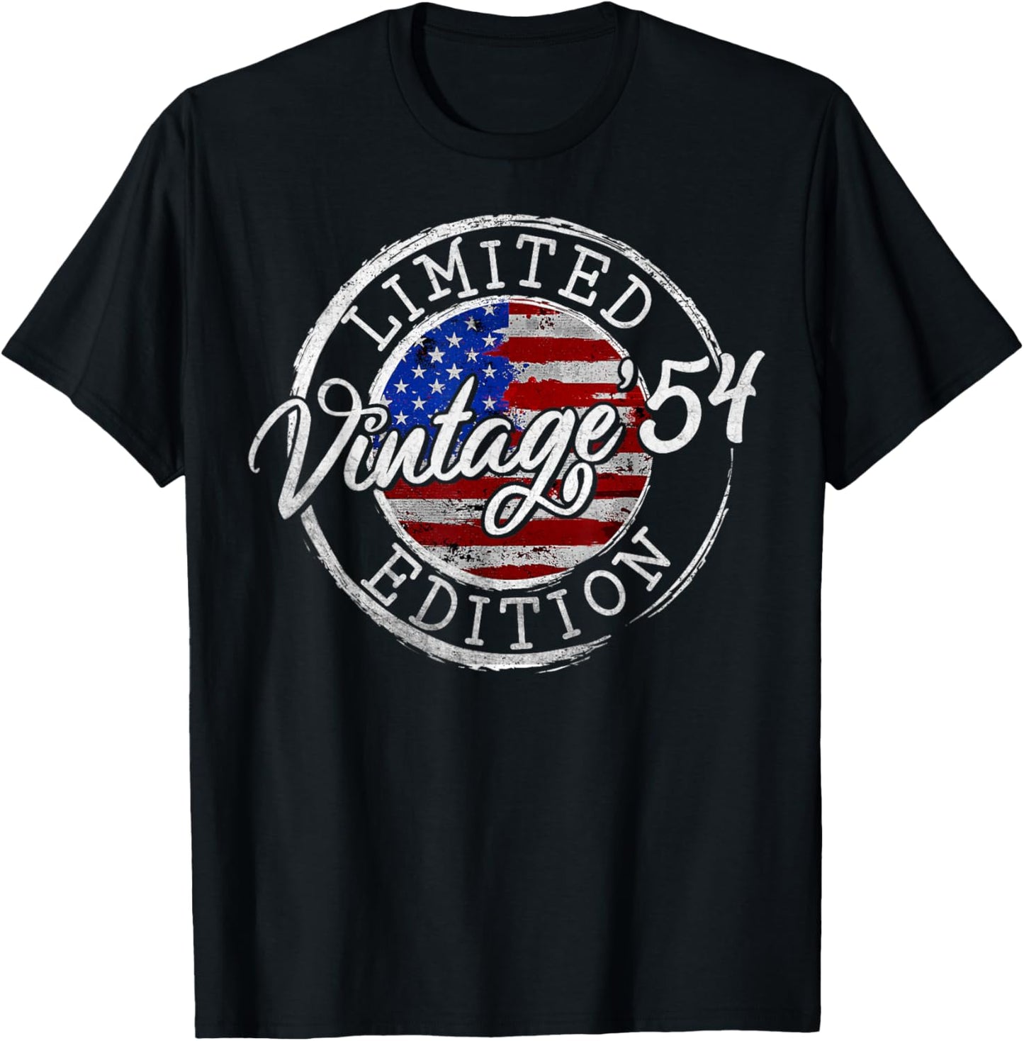 Vintage 1954 American USA Flag 70th Birthday 70 Year Old T-Shirt - T-Shirt | Black