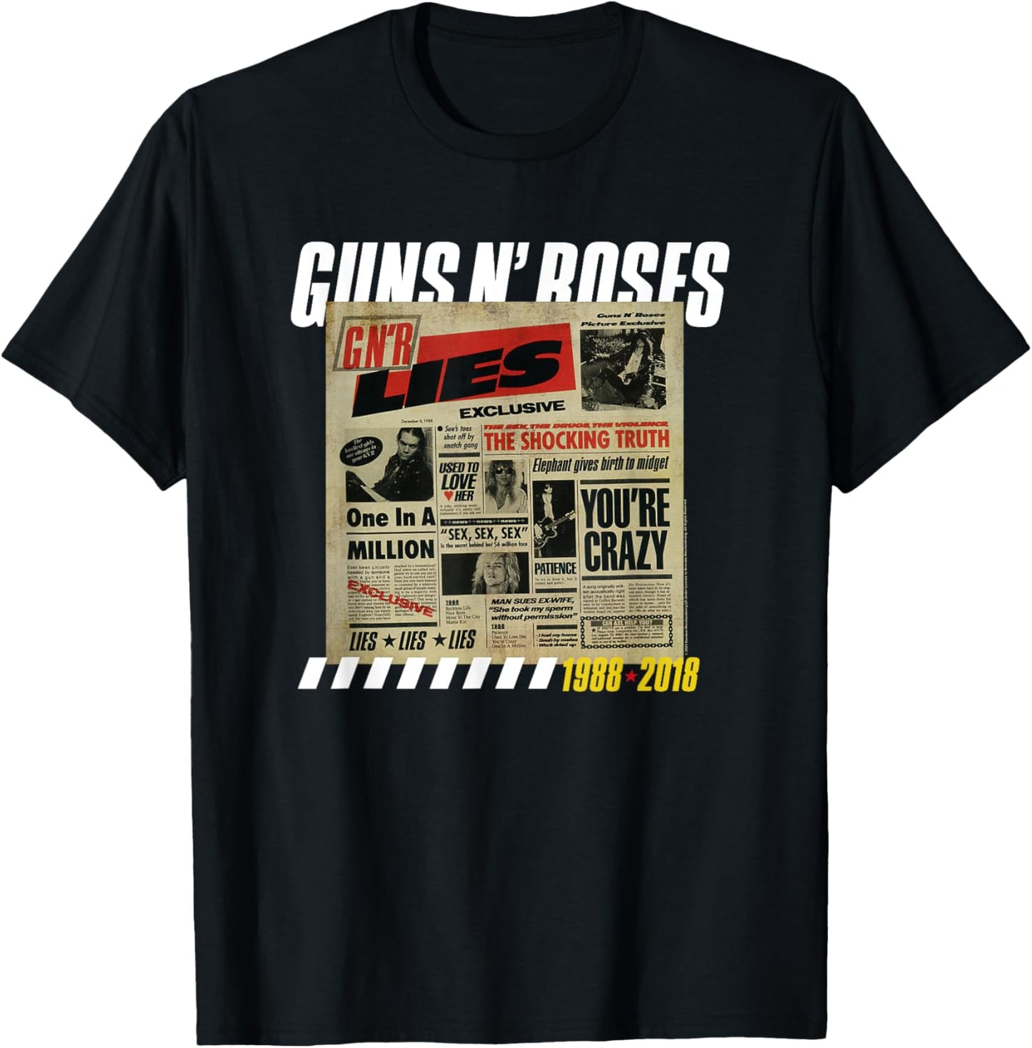 Guns N' Roses Lies Titelliste Rock Band Musik T-Shirt - T-Shirt | Black