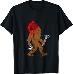 Indian Bigfoot Chief Sasquatch Western Carnival Costume T-Shirt - T-Shirt | Black