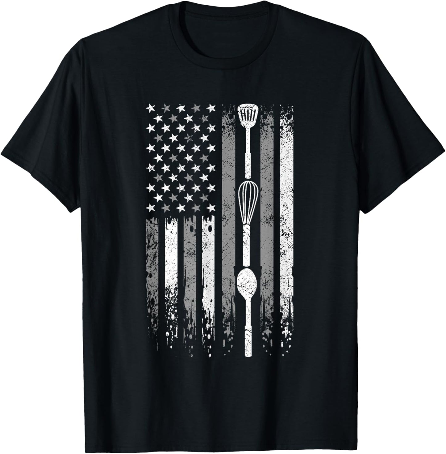 School Cafeteria Amrican Flag - Kitchen Tools Lunch Lady T-Shirt - T-Shirt | Black