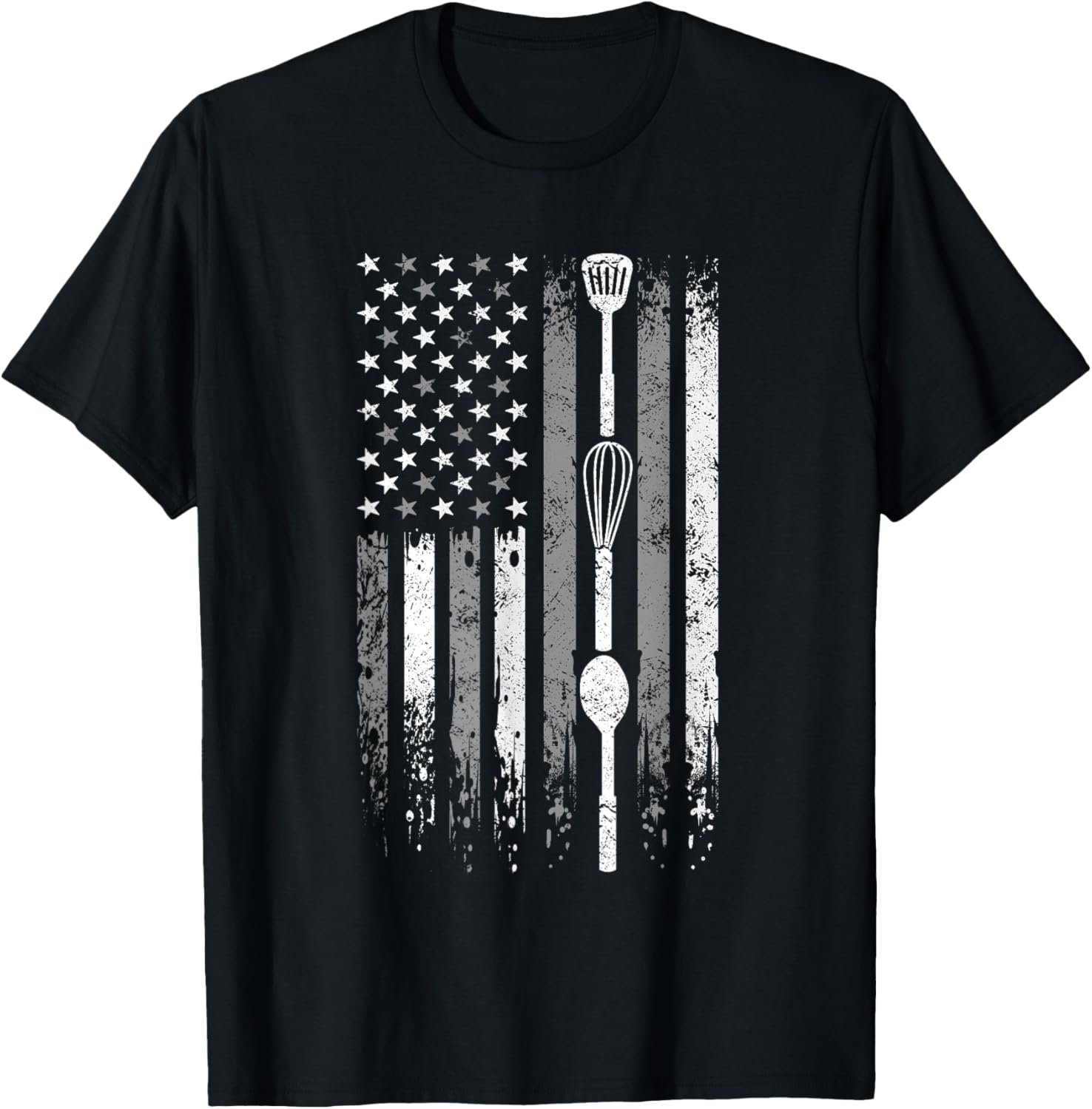 School Cafeteria Amrican Flag - Kitchen Tools Lunch Lady T-Shirt - T-Shirt | Black