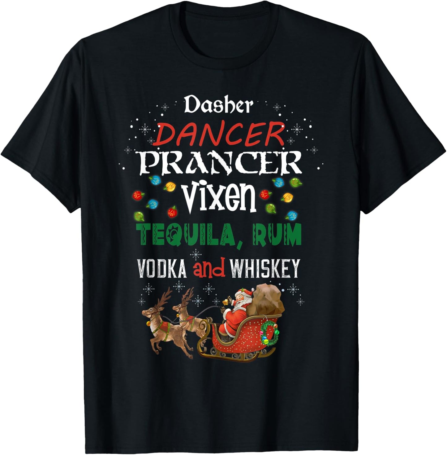 Funny Christmas Gift Dasher Dancer Prancer Moscato Party T-Shirt - T-Shirt | Black