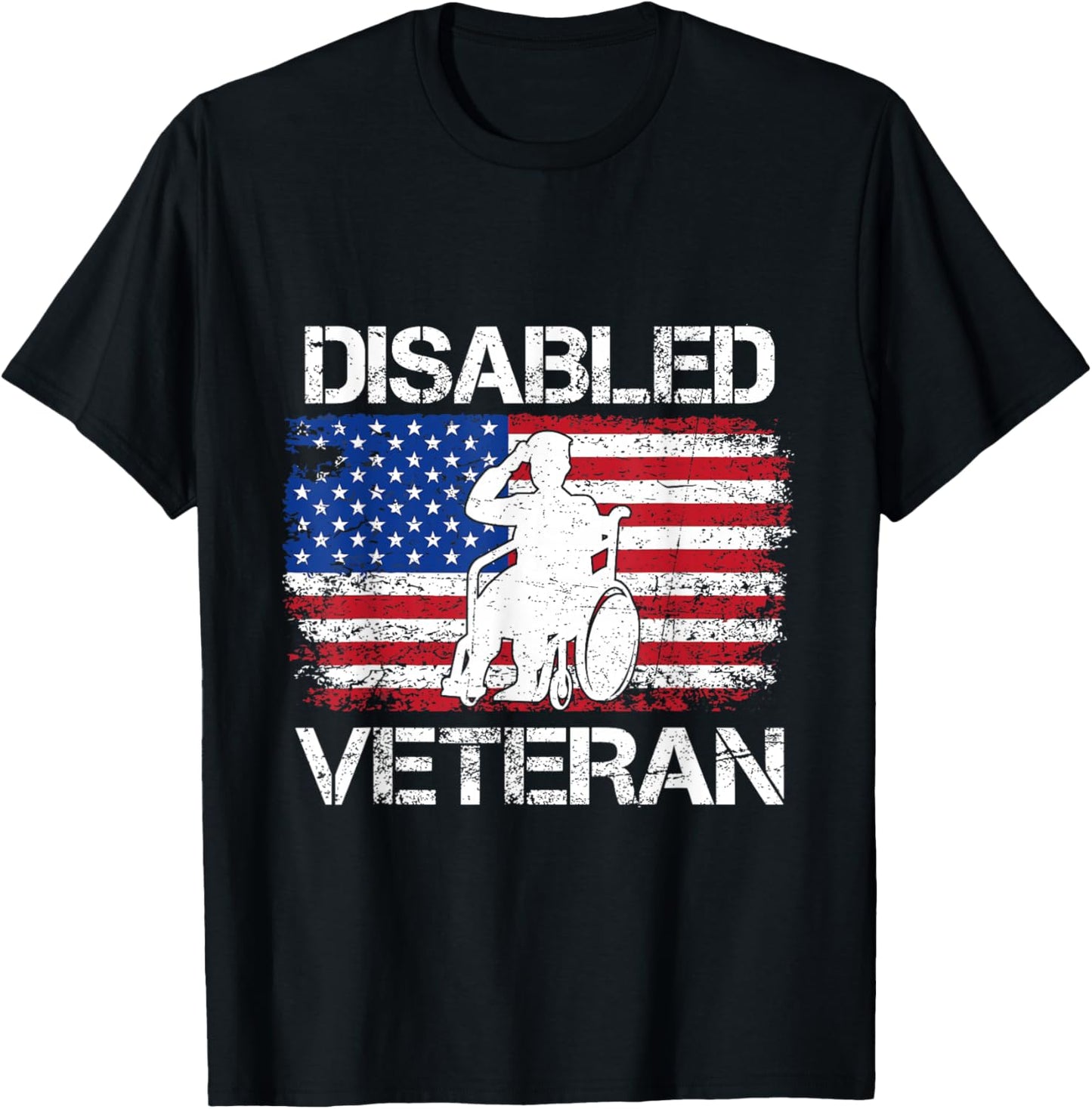 Proud Disabled Veteran Flag American USA Vet Military T-Shirt - T-Shirt | Black