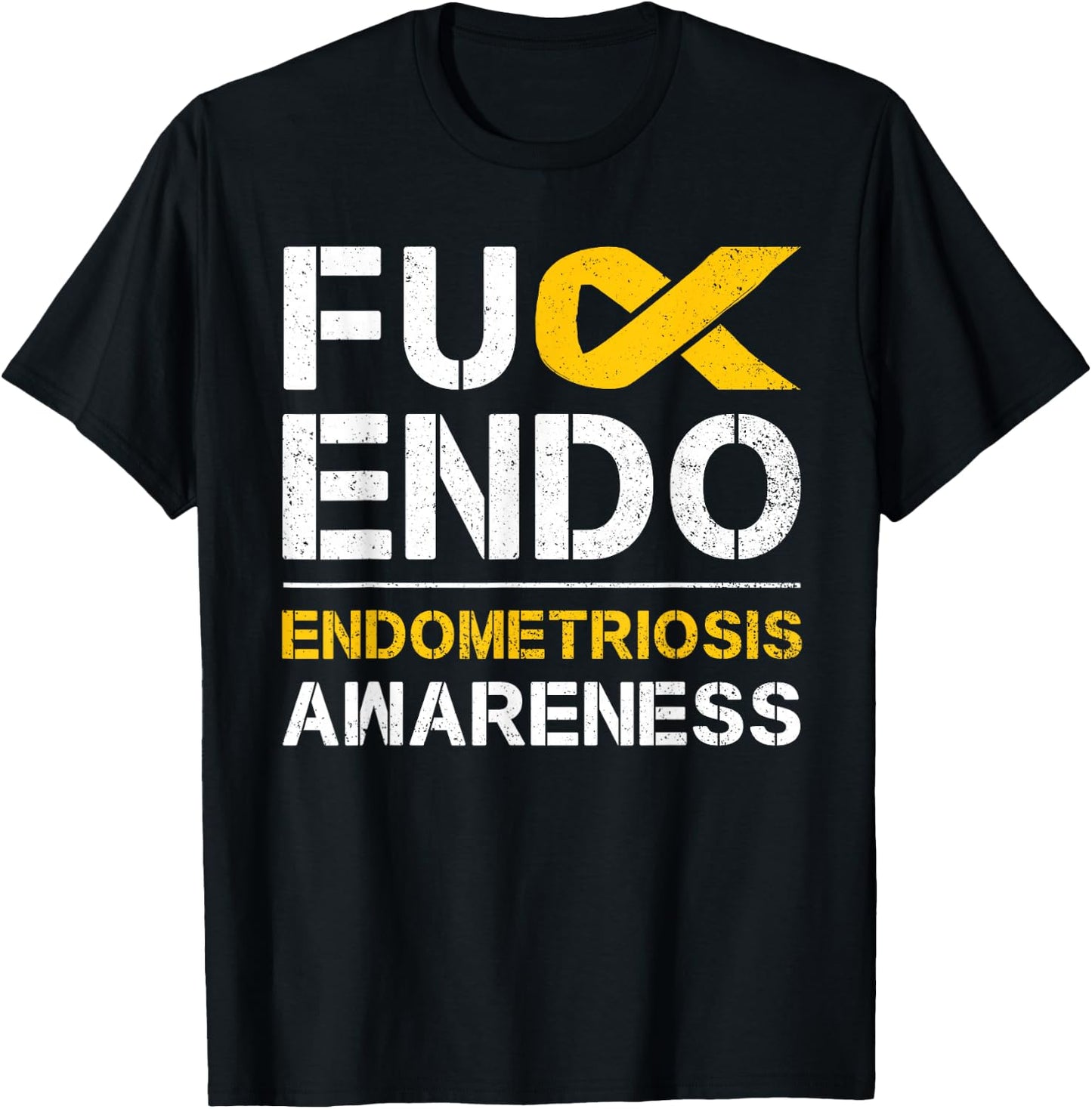 Fuck Endo Endometriosis Awareness Month Endo Support Ribbon T-Shirt - T-Shirt | Black