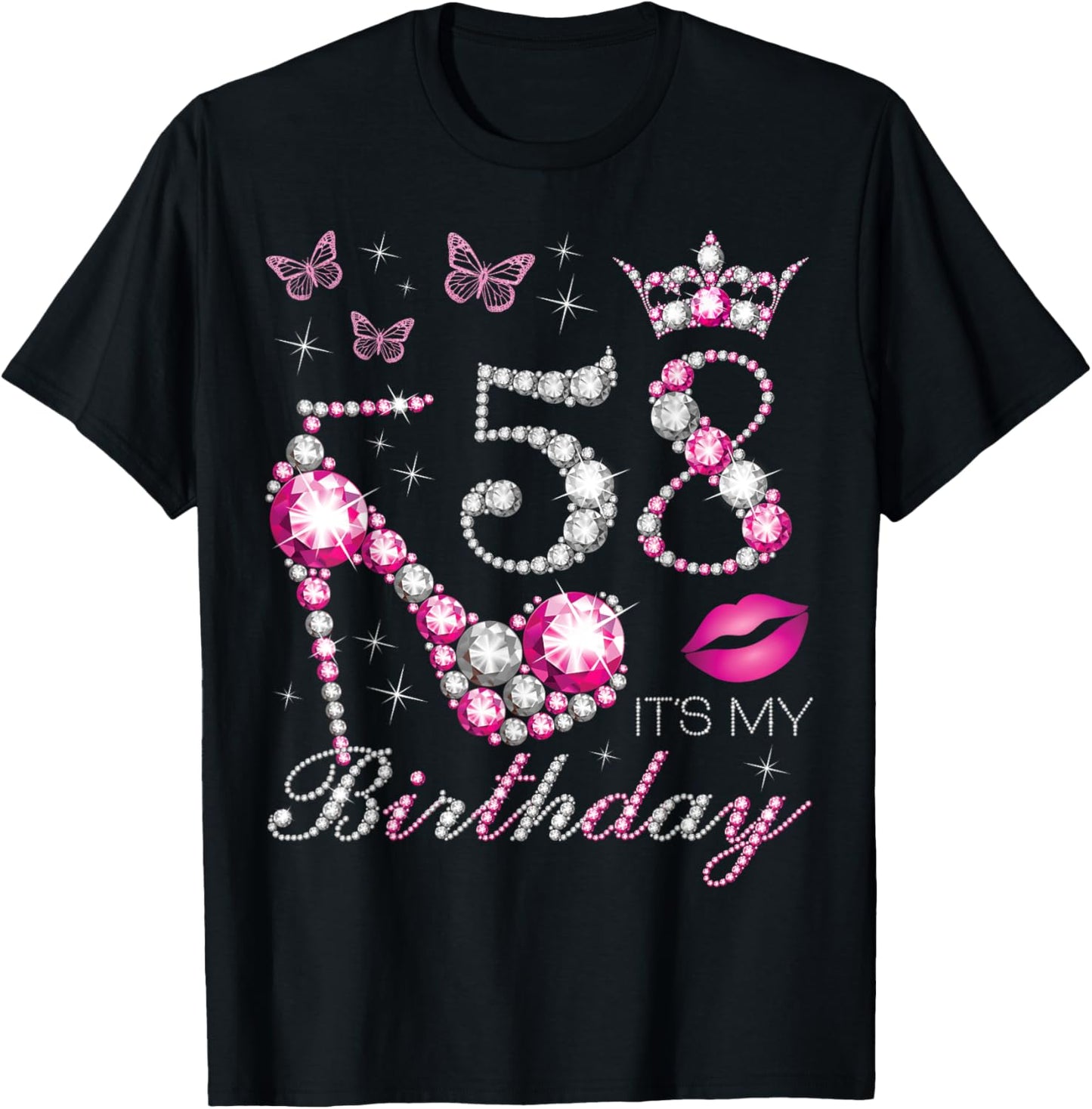 58 It's My Birthday, 58 Years Old, It's My 58th Birthday T-Shirt - T-Shirt | Black