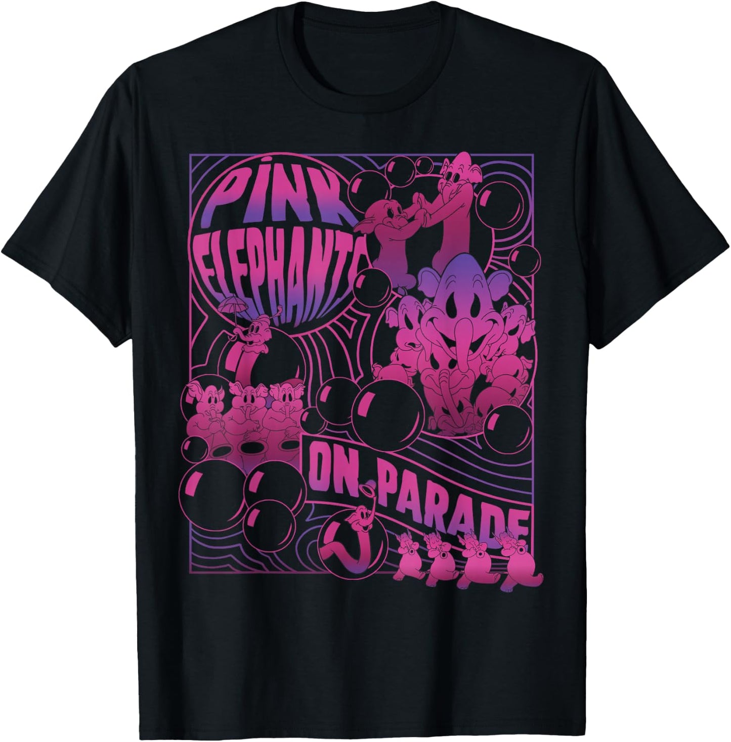 Disney Dumbo Pink Elephants On Parade Small T-Shirt - T-Shirt | Black