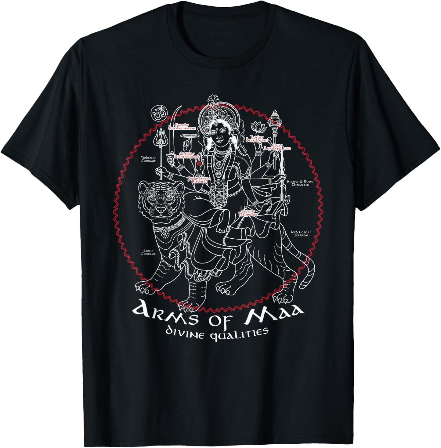 Maa Durga Arms Divine Qualities Spiritual Symbol Hindu T-Shirt - T-Shirt | Black