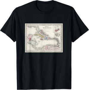Caribbean Islands Map T Shirt T-Shirt - T-Shirt | Black