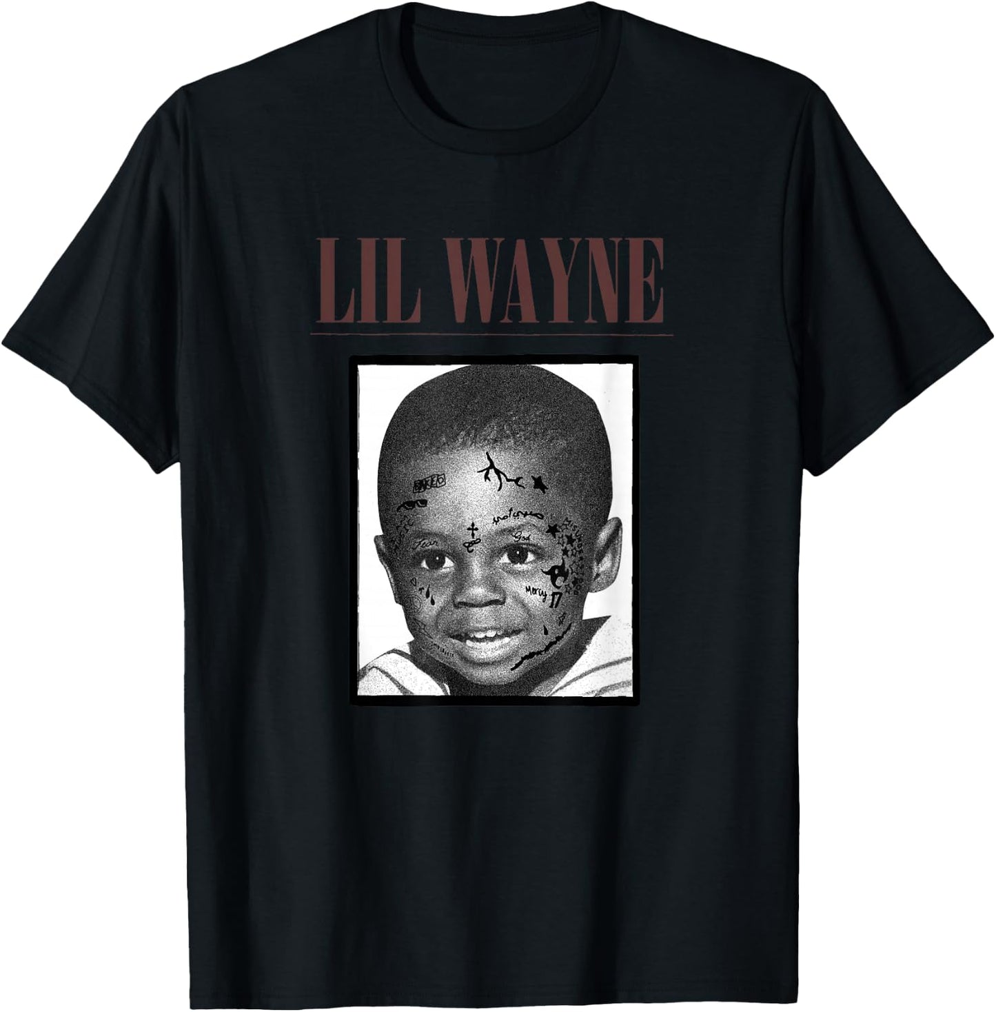 Lil Wayne Tattooed Baby Picture Small T-Shirt - T-Shirt | Black