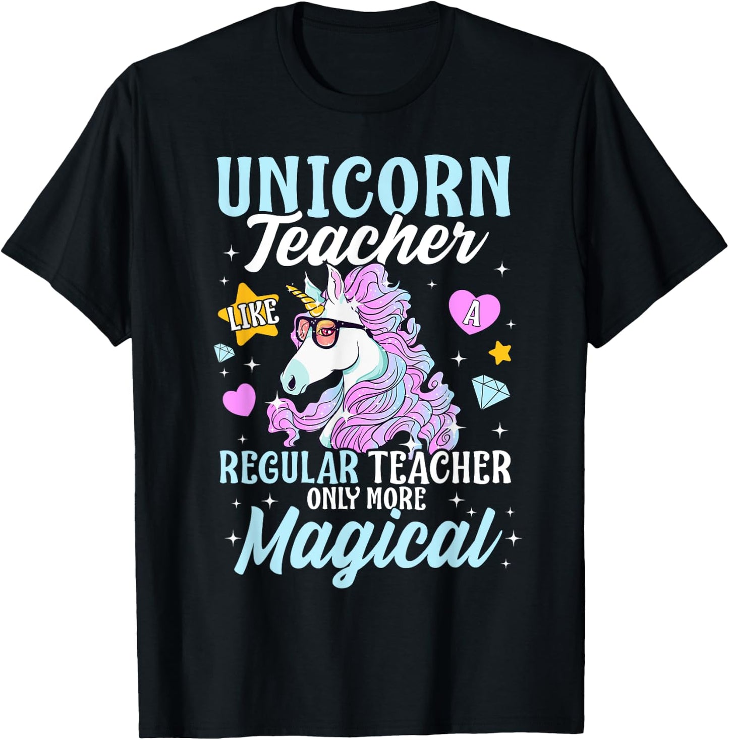 Unicorn Teacher Back To School Cute Magic Teacher Men Women Kids T-Shirt - T-Shirt | Black