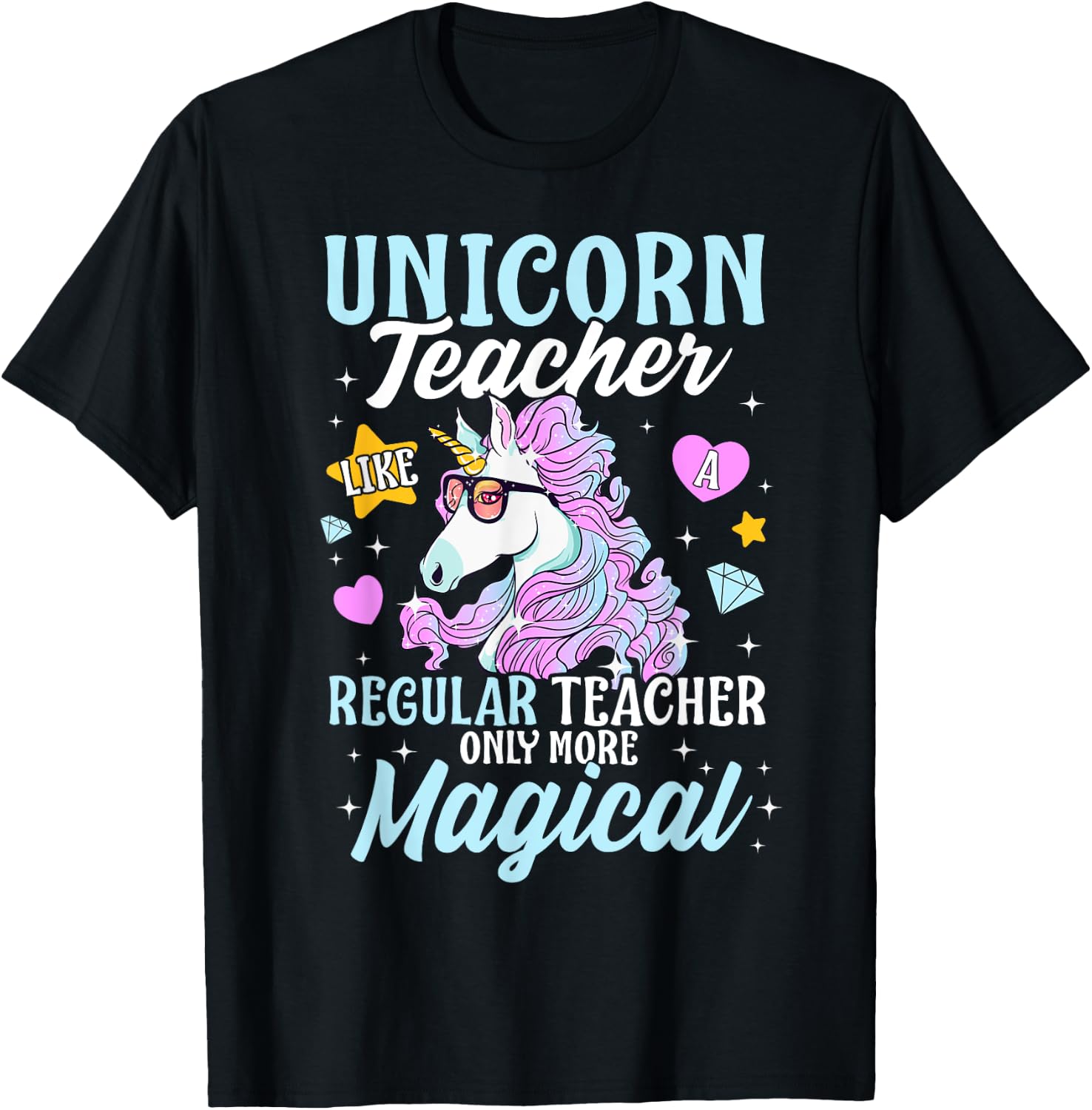 Unicorn Teacher Back To School Cute Magic Teacher Men Women Kids T-Shirt - T-Shirt | Black