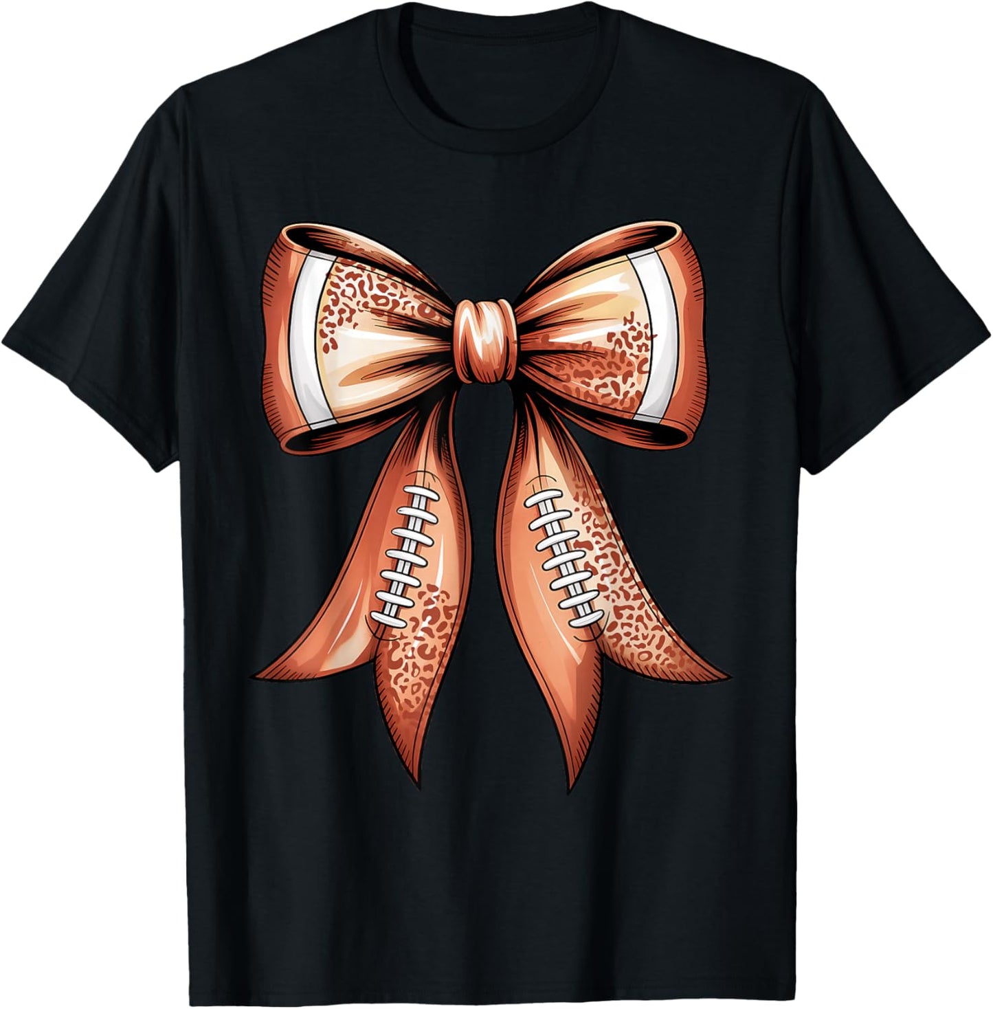 Groovy Cute Coquette Bow Game Day Football for Mom Girls T-Shirt - T-Shirt | Black