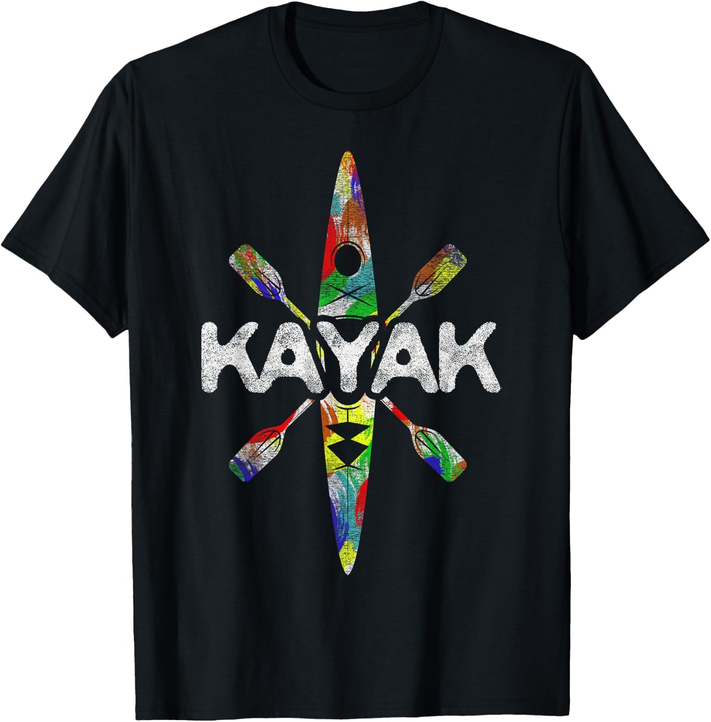 Colorful Kayak Kayaking Kayaks Canoeing Paddling Vacation T-Shirt - T-Shirt | Black