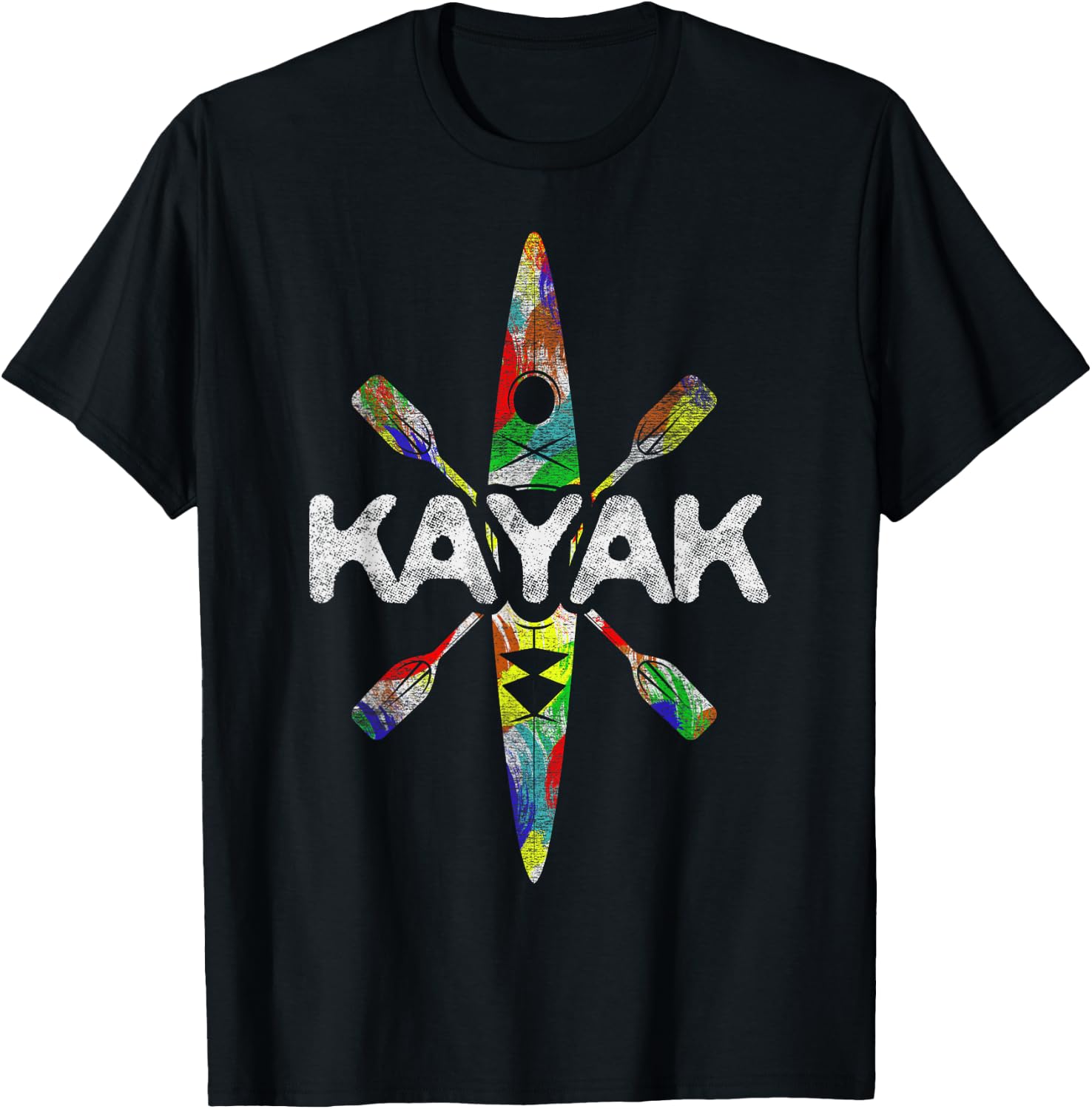 Colorful Kayak Kayaking Kayaks Canoeing Paddling Vacation T-Shirt - T-Shirt | Black