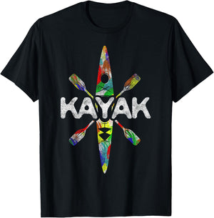 Colorful Kayak Kayaking Kayaks Canoeing Paddling Vacation T-Shirt - T-Shirt | Black