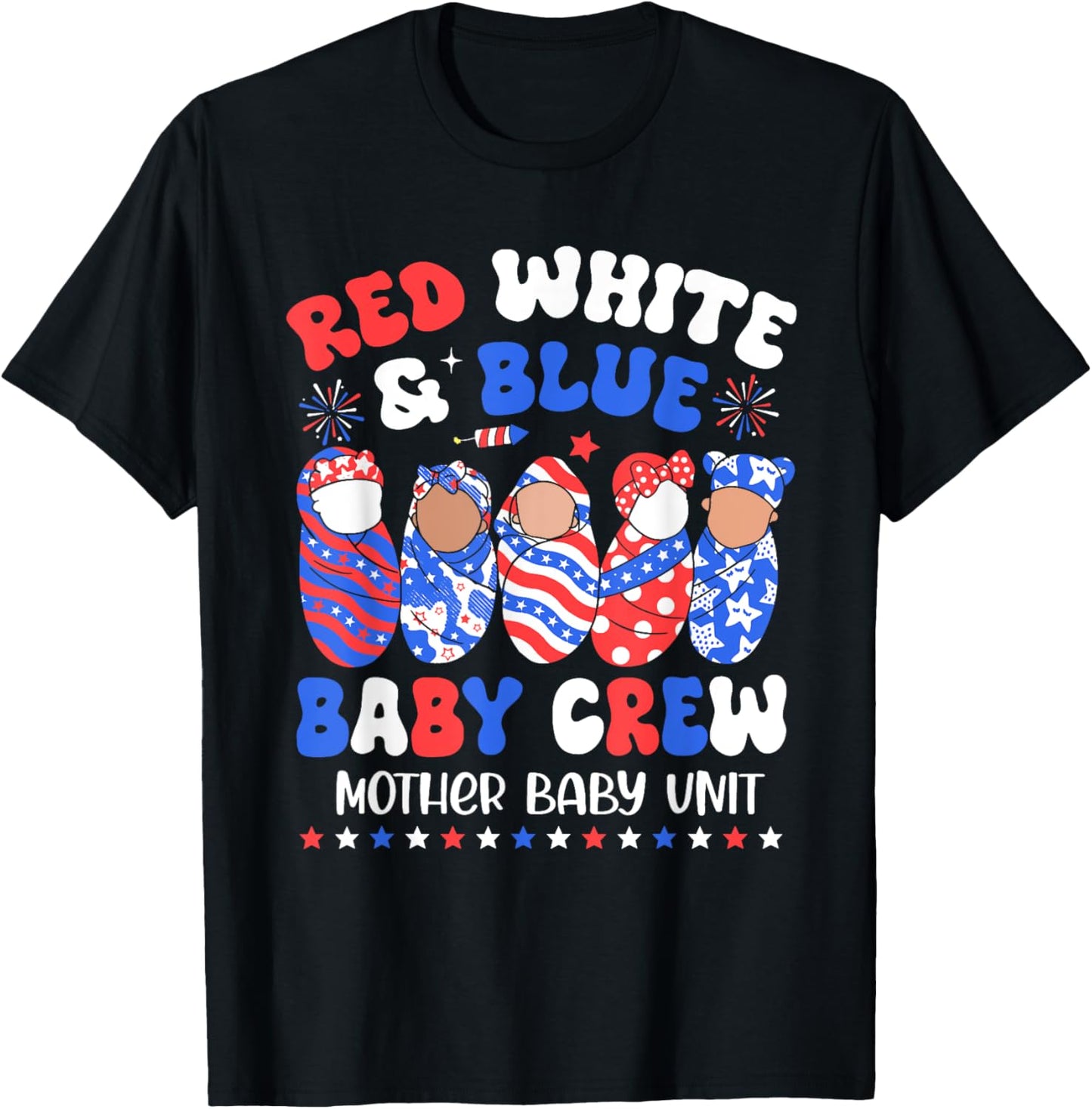 Retro Red White Blue Baby Crew Mother Baby Unit 4th Of July Men T-Shirt - T-Shirt | Black