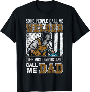 Welder Dad Fathers Day Funny Daddy Men Welding Dad Gift T-Shirt - T-Shirt | Black