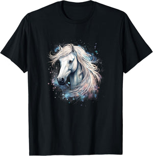 Horse Clothing And Girls Colorful Horse T-Shirt - T-Shirt | Black
