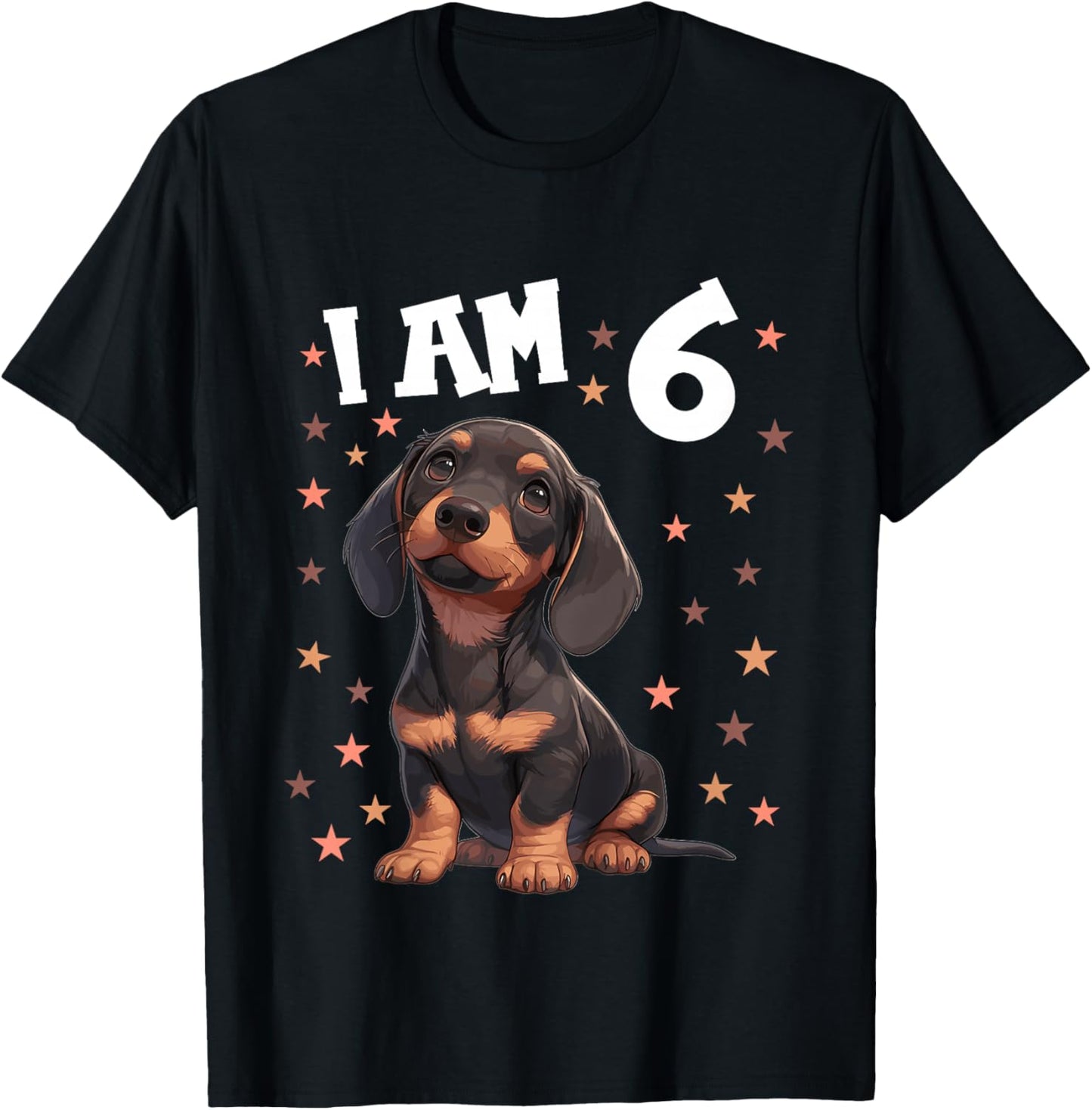 Kids 6 Years old 6th birthday Dachshunds Dachshund T-Shirt - T-Shirt | Black