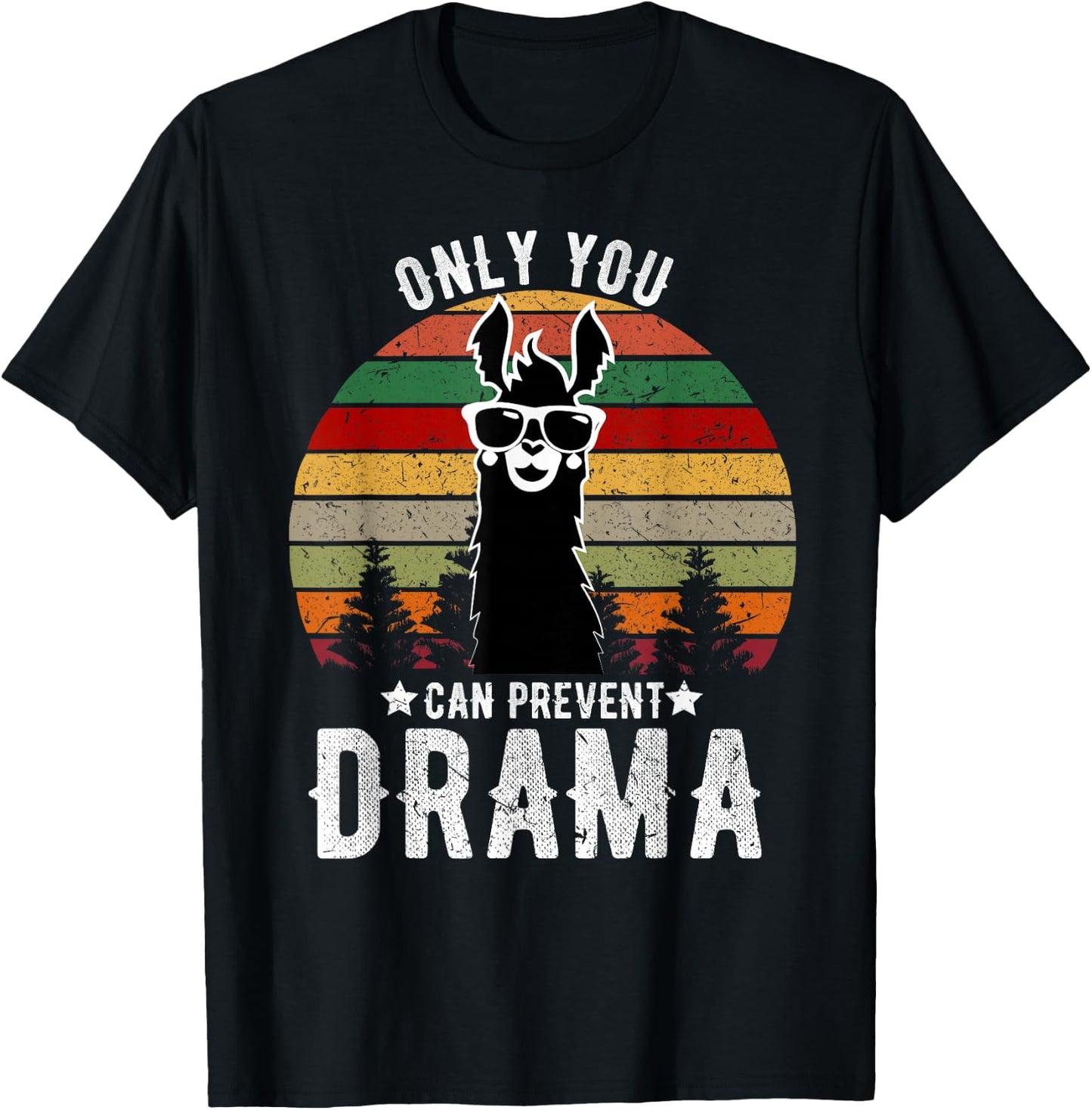 Vintage Only you can prevent drama Llama T-Shirt - T-Shirt | Black