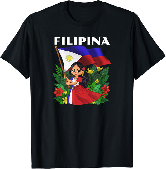 Philippines Flag Day Filipino Girl Filipina T-Shirt - T-Shirt | Black