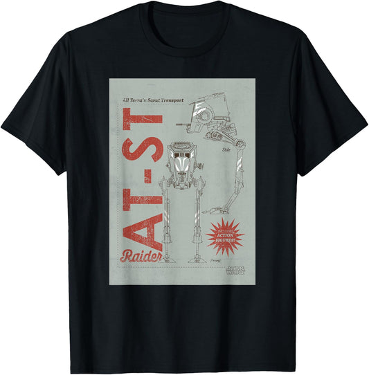 Star Wars The Mandalorian AT-ST Vintage Poster T-Shirt - T-Shirt | Black