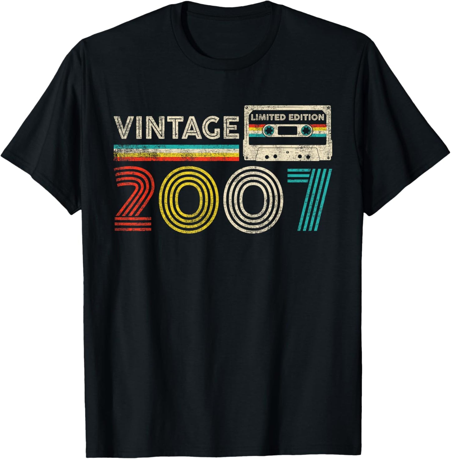 Vintage 2007 Classic Birthday 2007 Cassette Tape Vintage T-Shirt - T-Shirt | Black