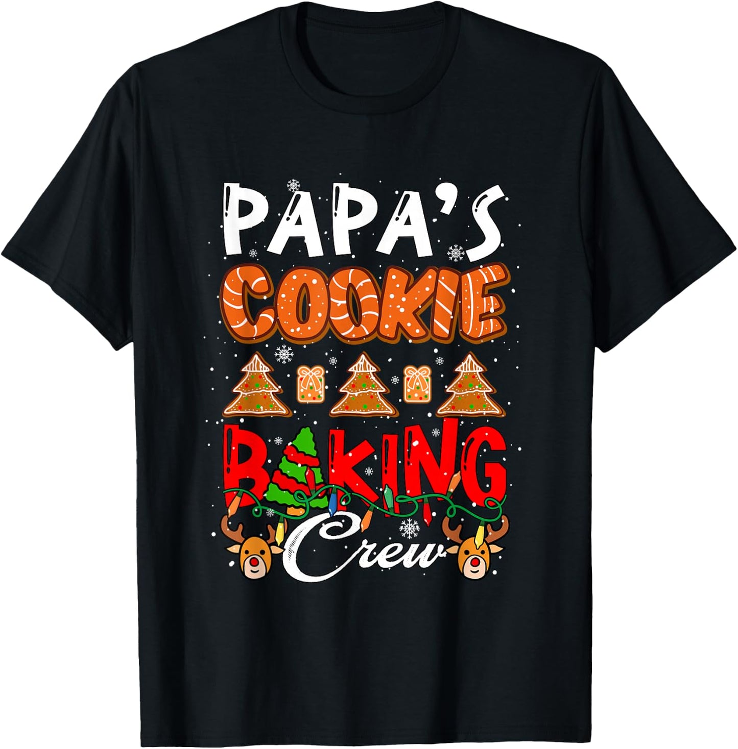Papa's Xmas Cookie Baking Crew Funny Baker Team Lover T-Shirt - T-Shirt | Black
