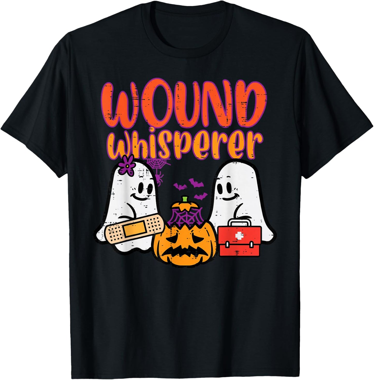 Ghost Nurse Wound Whisperer Halloween Nurse Fall Scrub Women T-Shirt - T-Shirt | Black