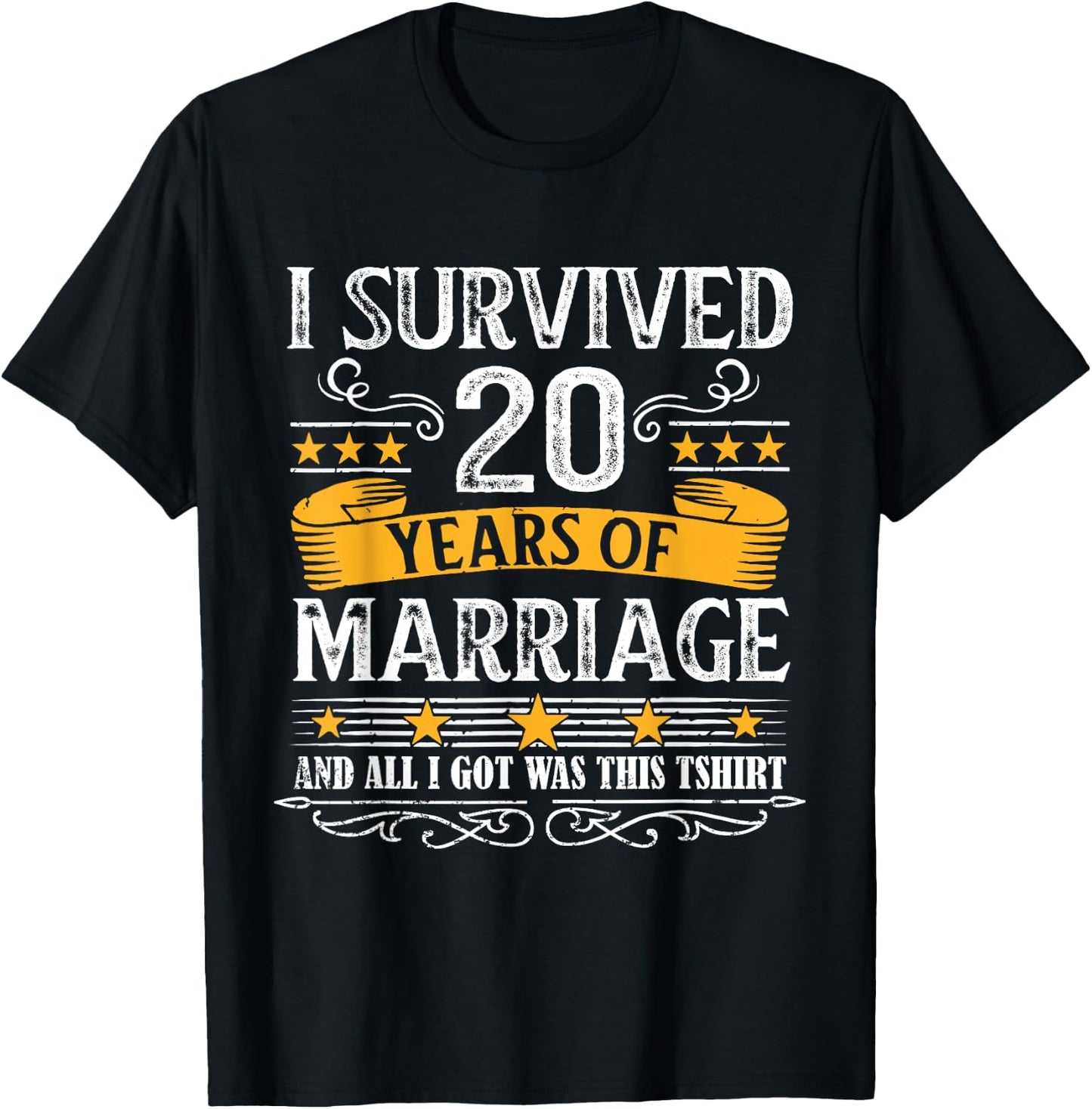 20th Wedding Anniversary shirt Couples Husband Wife 20 Years T-Shirt - T-Shirt | Black