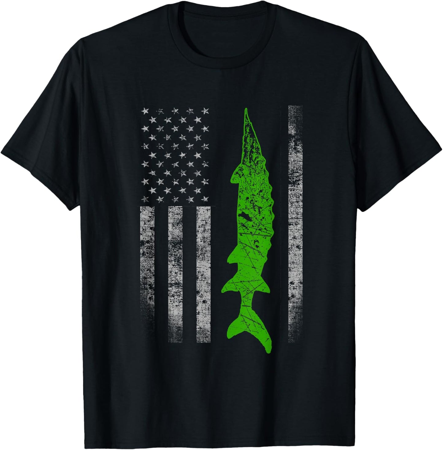 Sturgeon Flag - Cool Sturgeon Fishing T-Shirt - T-Shirt | Black