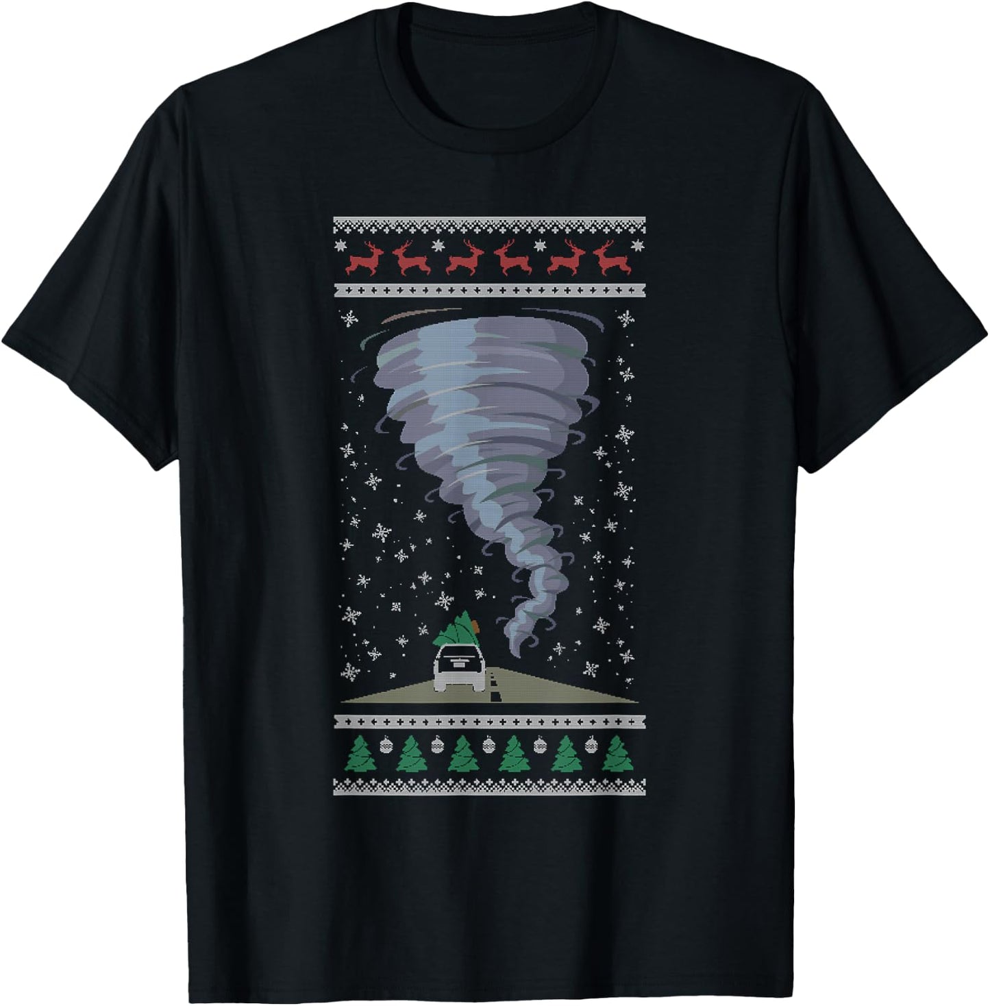 Tornado Chaser Xmas Weather Ugly Christmas T-Shirt - T-Shirt | Black