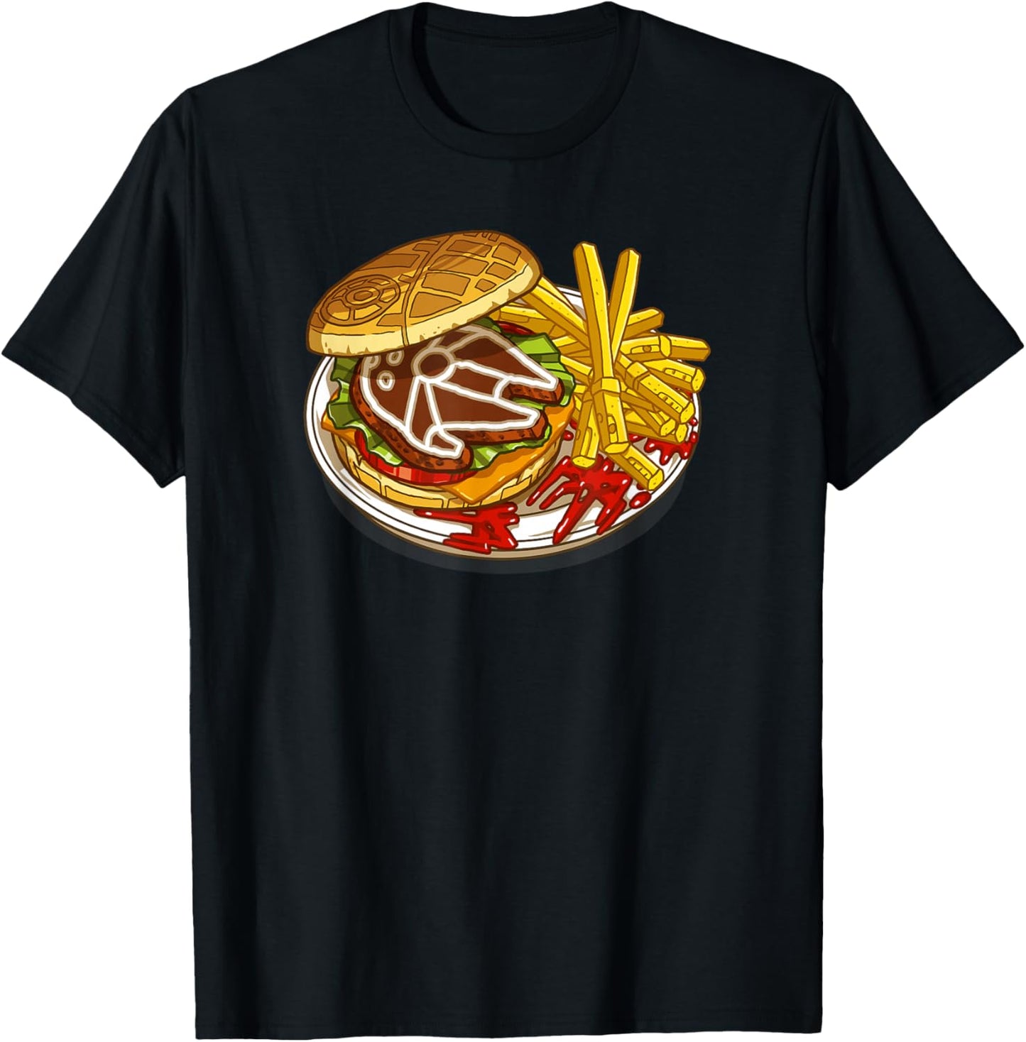 Star Wars Classic Millennium Falcon Burger & Saber Fries T-Shirt - T-Shirt | Black